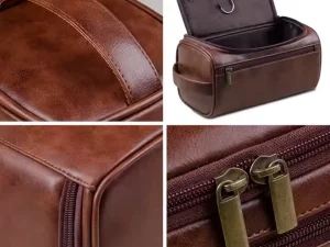 Personalized Leather Travel Toiletry Bag – Elegant Gift for Him or Her - Image 5