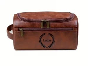 Trousse de toilette en cuir personnalisée pour lui, papa, petit ami, garçons d'honneur, fête des pères, anniversaire, trousse de voyage personnalisée pleine fleur pour hommes