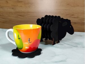 Set de Sous-Verres en Bois Forme Mouton – Découpe Laser Unique | Cadeau Déco Rustique pour Maison ou Bureau - Image 7