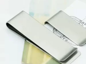 Stainless Steel Slim Money Clip – Credit Card & Cash Holder with Leather | Engraved Personalized Gift for Men - Image 5