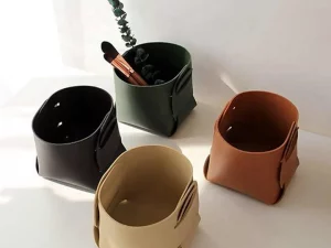 Leather-Organizer-Basket-Decorative-Jewelry-Makeup-Paint-Desktop-Storage